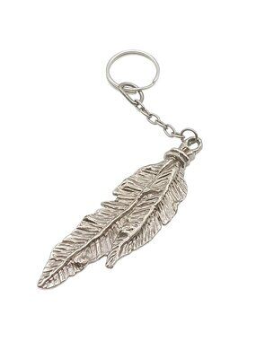 Silver-Tone Double Feather Keychain - Vintage